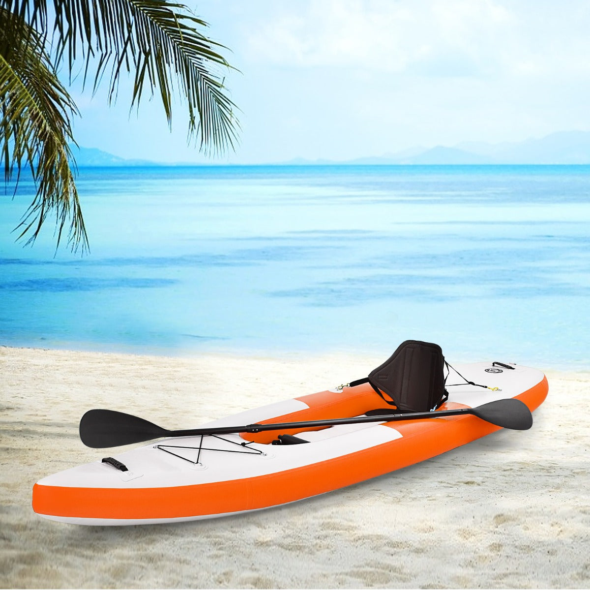 Inflatable Kayak with Adjustable Aluminum Oars for 1 Person-Orange