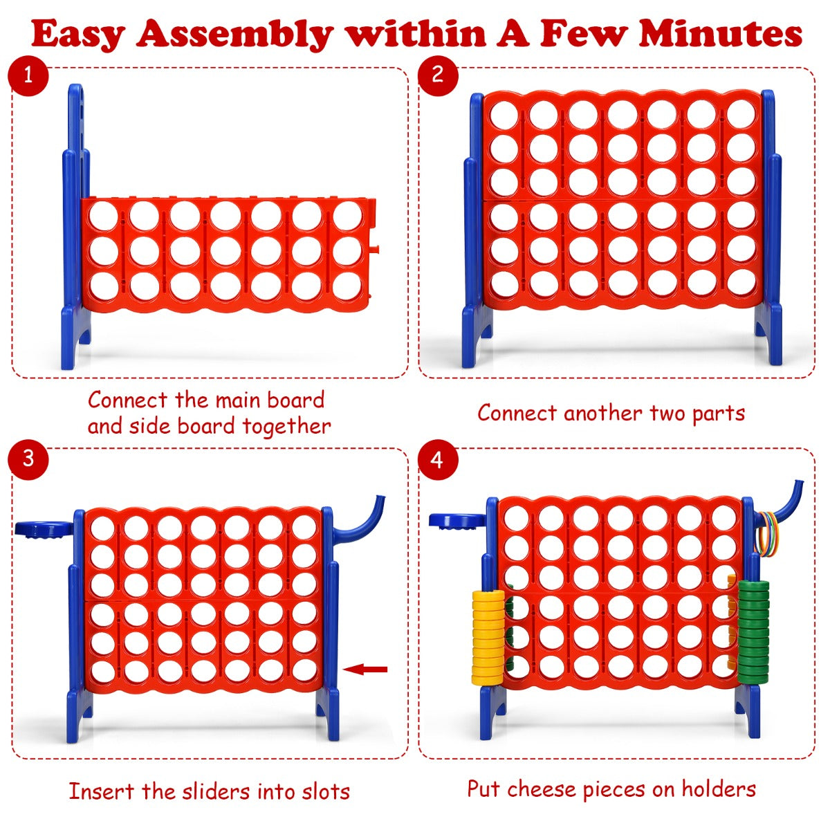 Premium Plastic Jumbo Connect 4 Game with 42 Jumbo Rings-Blue