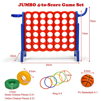 Premium Plastic Jumbo Connect 4 Game with 42 Jumbo Rings-Blue
