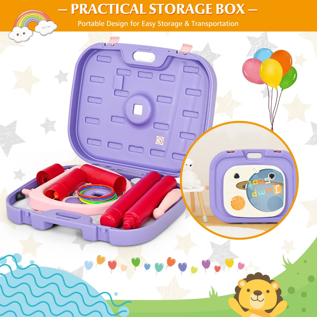 2 in 1 Basketball Set with Ring Toss