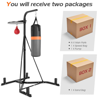 Heavy Bag Stand with Heavy Bag and Adjustable Speed Bag