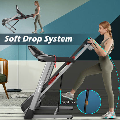 4.75HP Folding Treadmill with 15% Auto Incline for Home & Gym