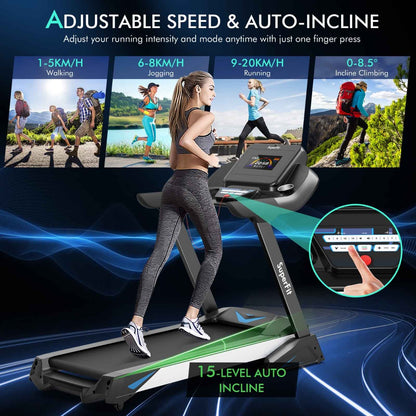 4.75 HP Treadmill with APP and Auto Incline for Home & Apartment