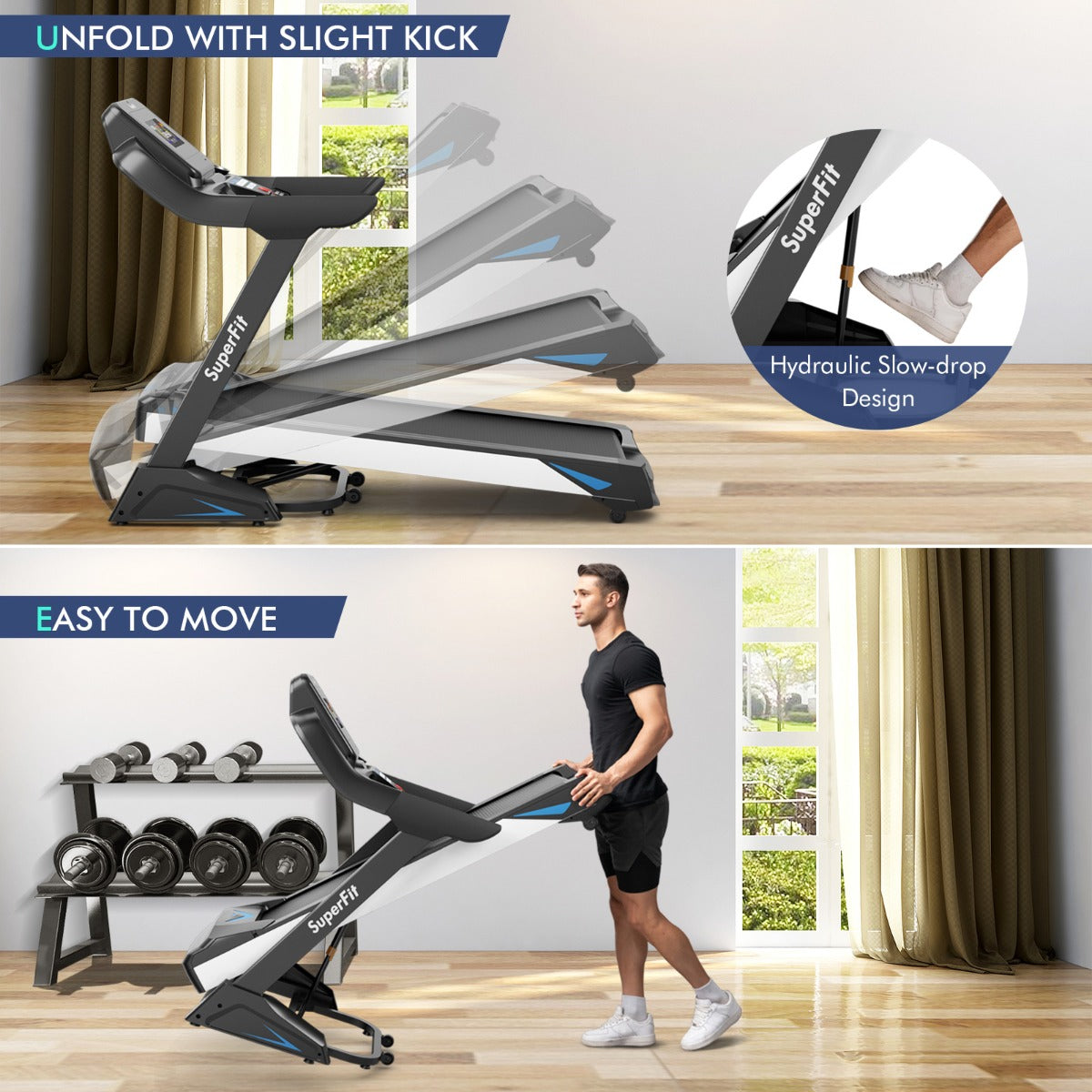 4.75 HP Treadmill with APP and Auto Incline for Home & Apartment