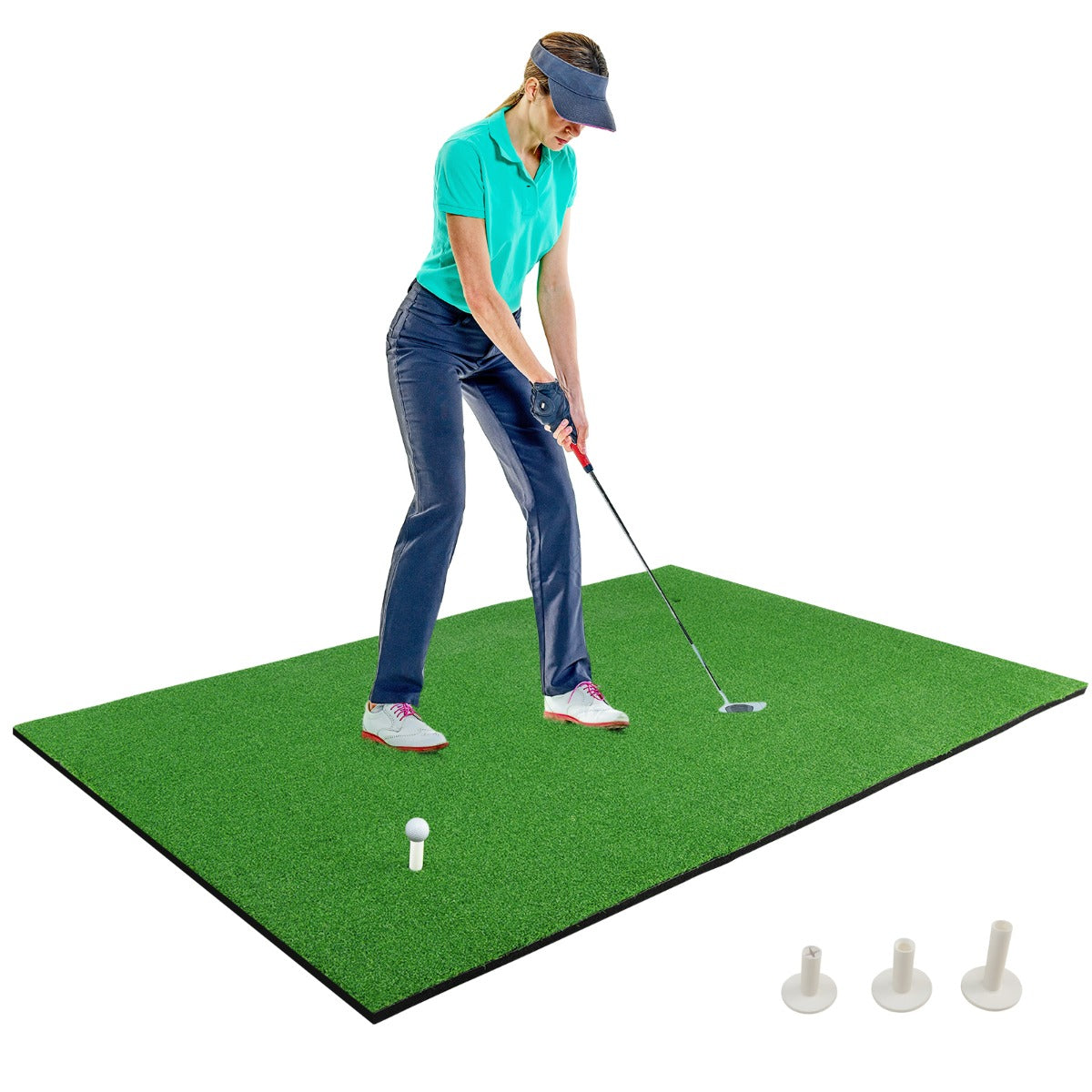 Costway 1.5 m x 1 m Golf Hitting Mat with Synthetic Turf