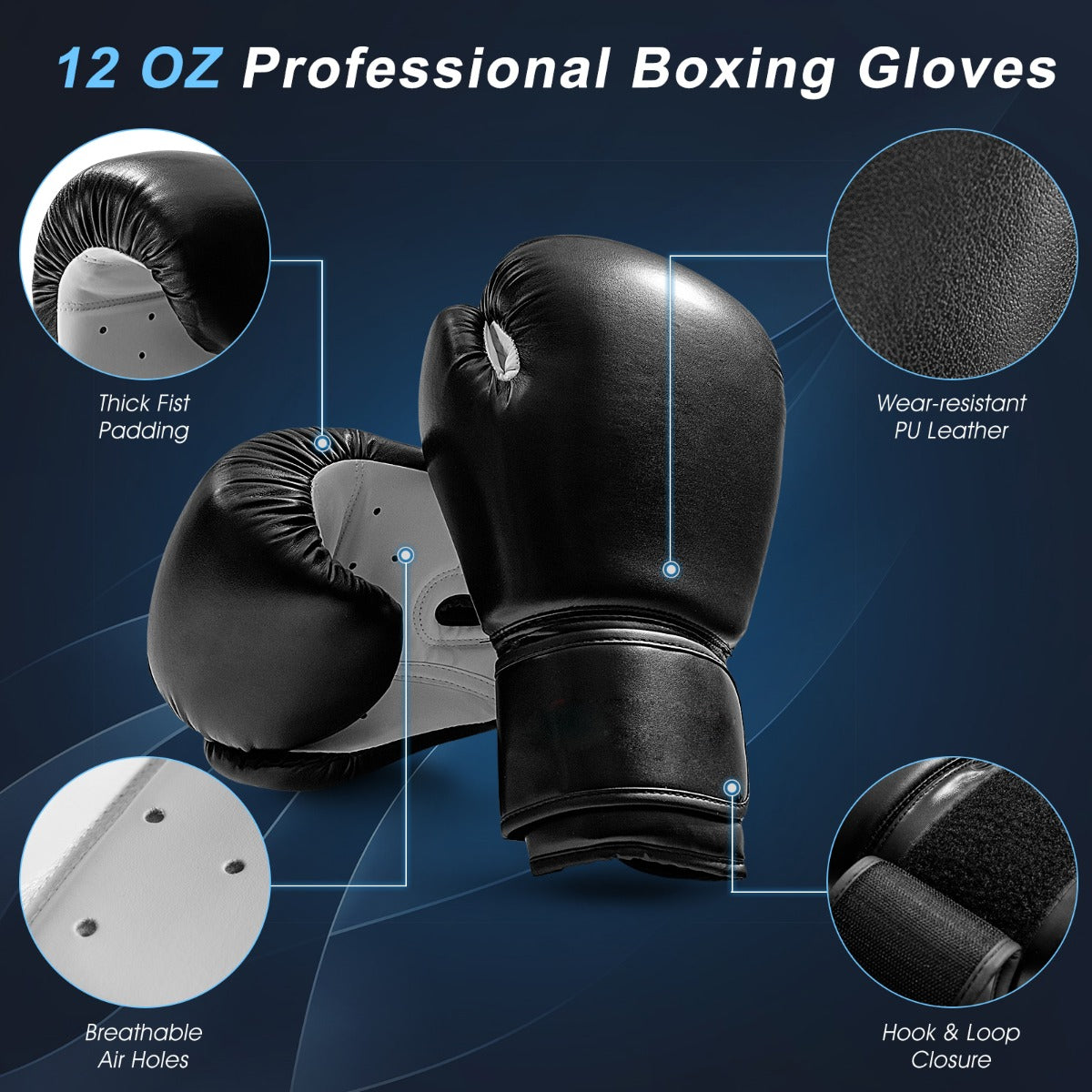 Costway 1.75M MMA UFC Kick Training Punching Bag with Stand and Gloves for Adult Youth