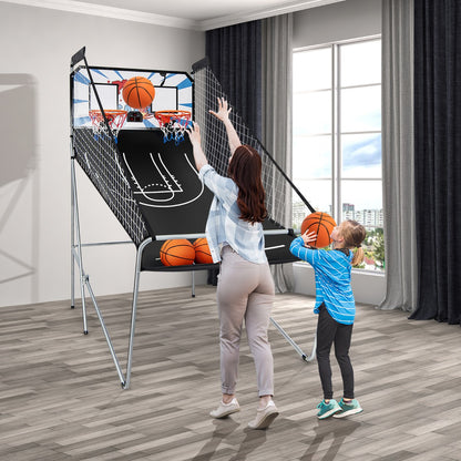 8-in-1 Electronic Basketball Hoop Arcade Game with 4 Balls-White