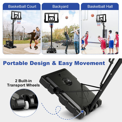 5-Level Height Adjustable Basketball Hoop Stand with Backboard for Exercise