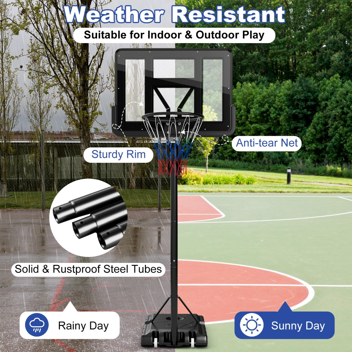 5-Level Height Adjustable Basketball Hoop Stand with Backboard for Exercise