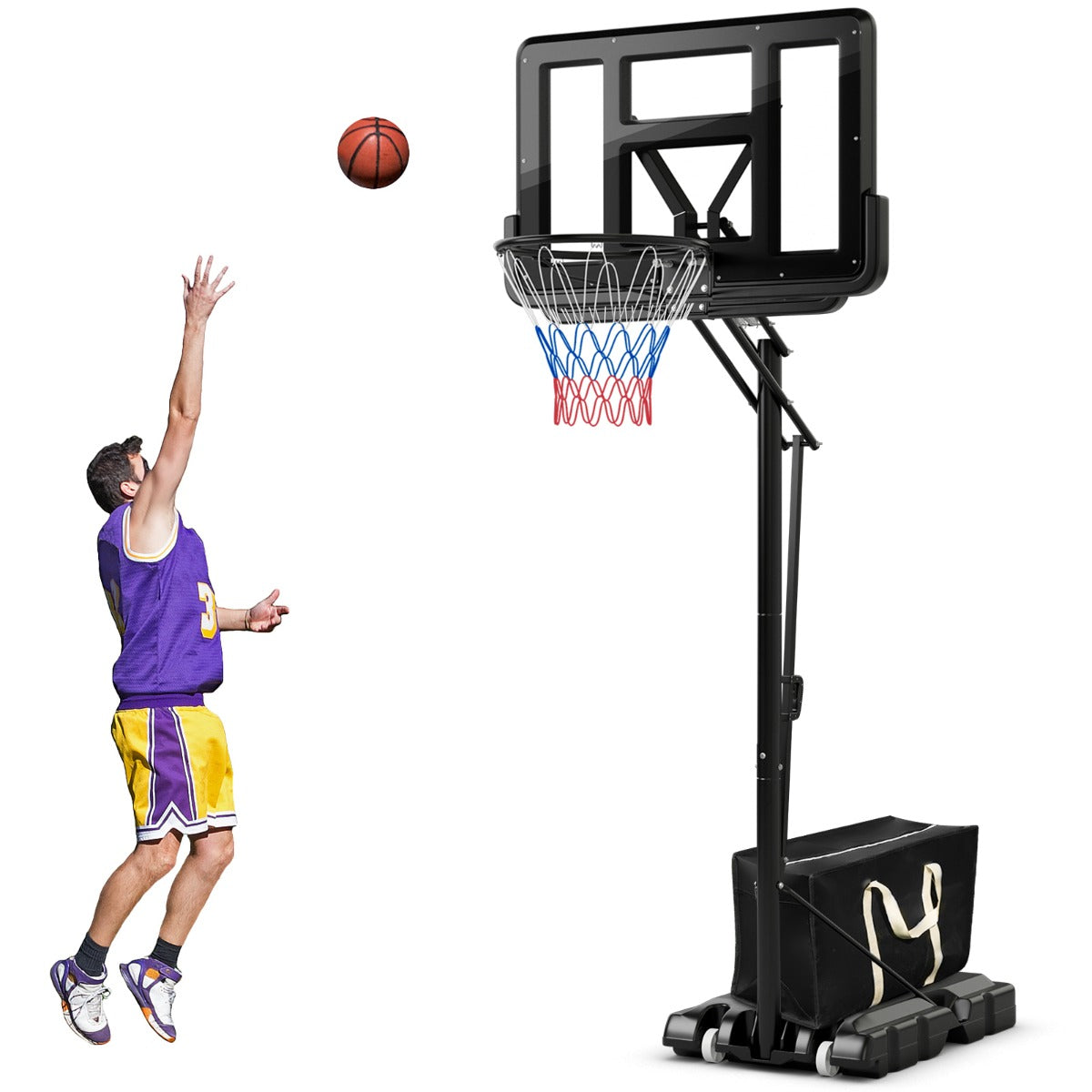 5-Level Height Adjustable Basketball Hoop Stand with Backboard for Exercise