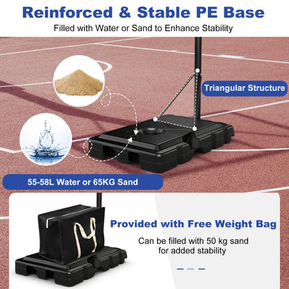 5-Level Height Adjustable Basketball Hoop Stand with Backboard for Exercise