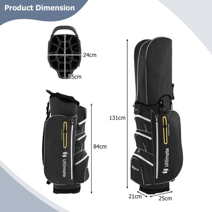 Golf Cart Bag with 15 Way Top Dividers Including Individual Putter Well-Black