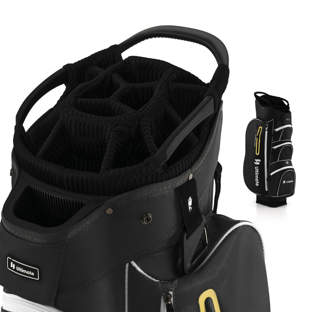 Golf Cart Bag with 15 Way Top Dividers Including Individual Putter Well-Black
