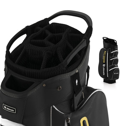 Golf Cart Bag with 15 Way Top Dividers Including Individual Putter Well-Black
