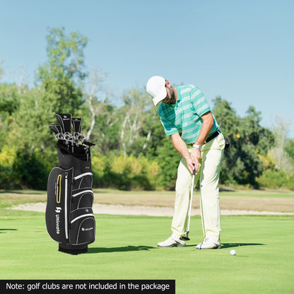 Golf Cart Bag with 15 Way Top Dividers Including Individual Putter Well-Black