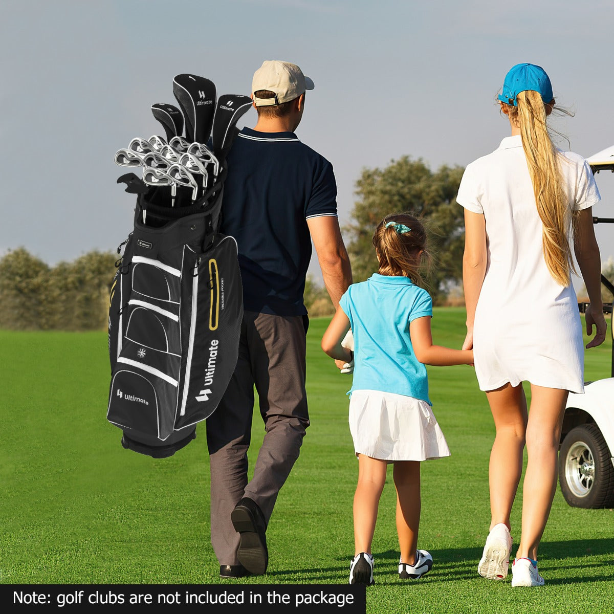 Golf Cart Bag with 15 Way Top Dividers Including Individual Putter Well-Black