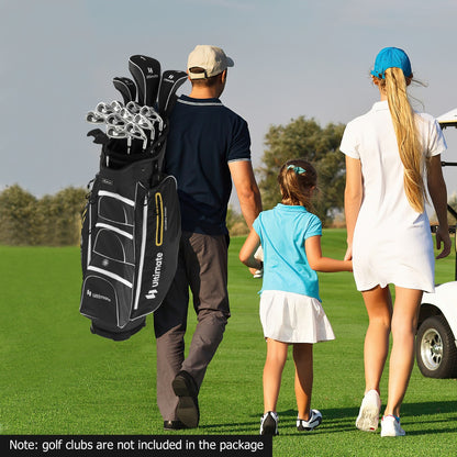 Golf Cart Bag with 15 Way Top Dividers Including Individual Putter Well-Black