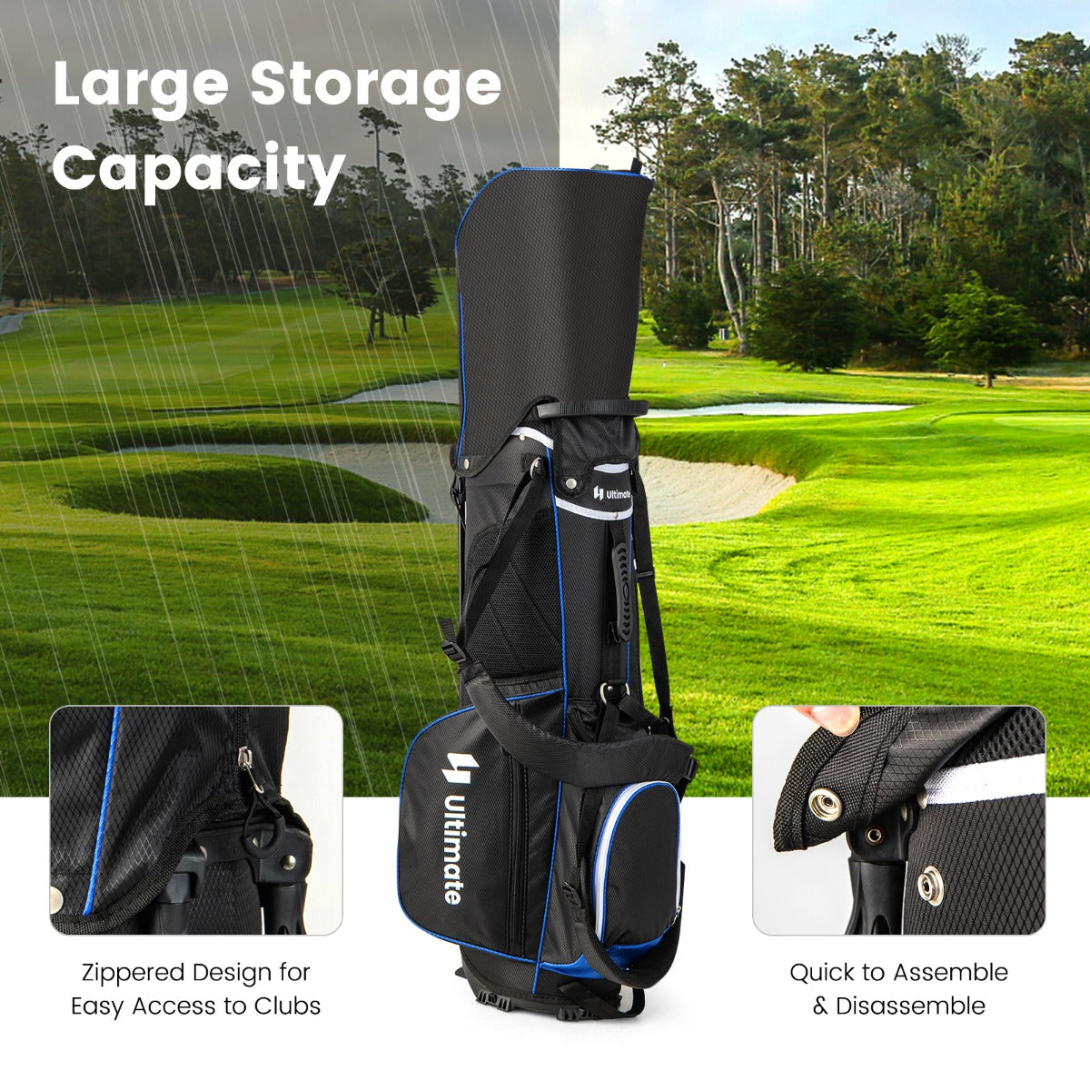 Golf Stand Bag with 14 Way Top Dividers & 6 Pockets & Cooler Bag