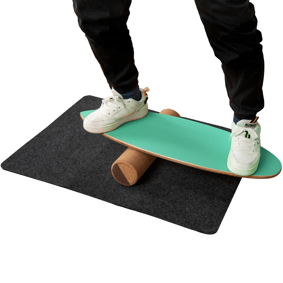 3-in-1 Wooden Balance Board Trainer with Roller &amp;amp; Blanket-Green