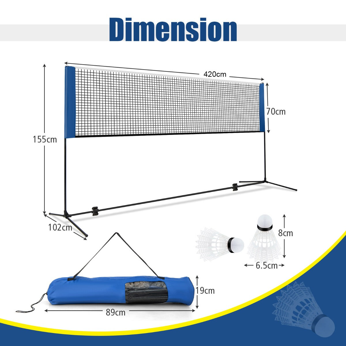 Adjustable Badminton Net Set for Backyard-420 cm