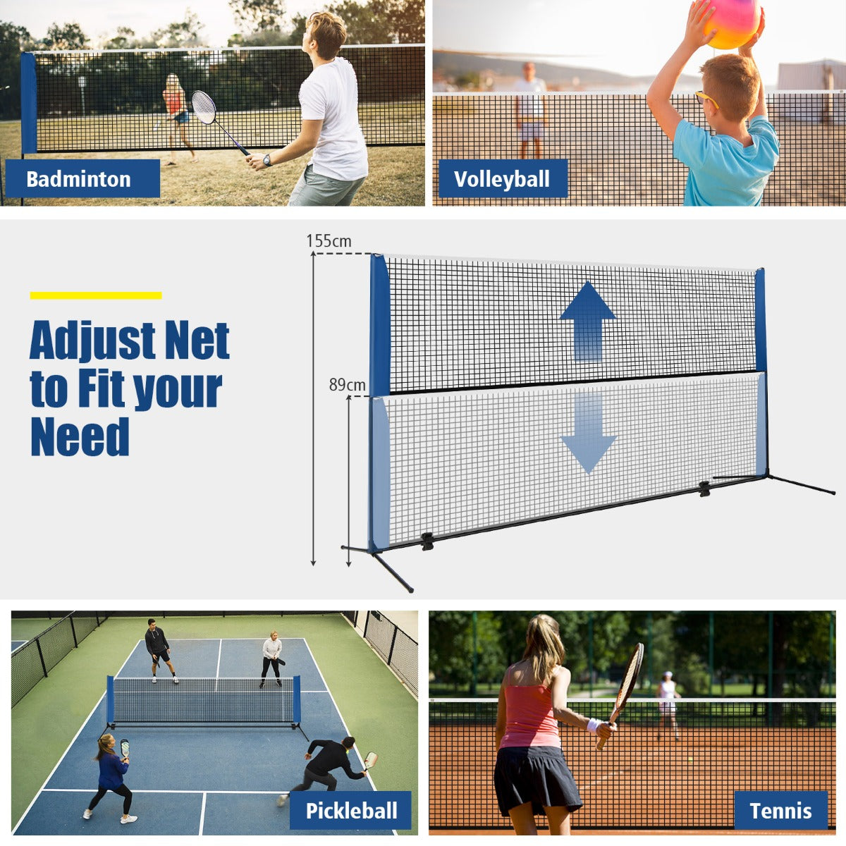 Adjustable Badminton Net Set for Backyard-420 cm