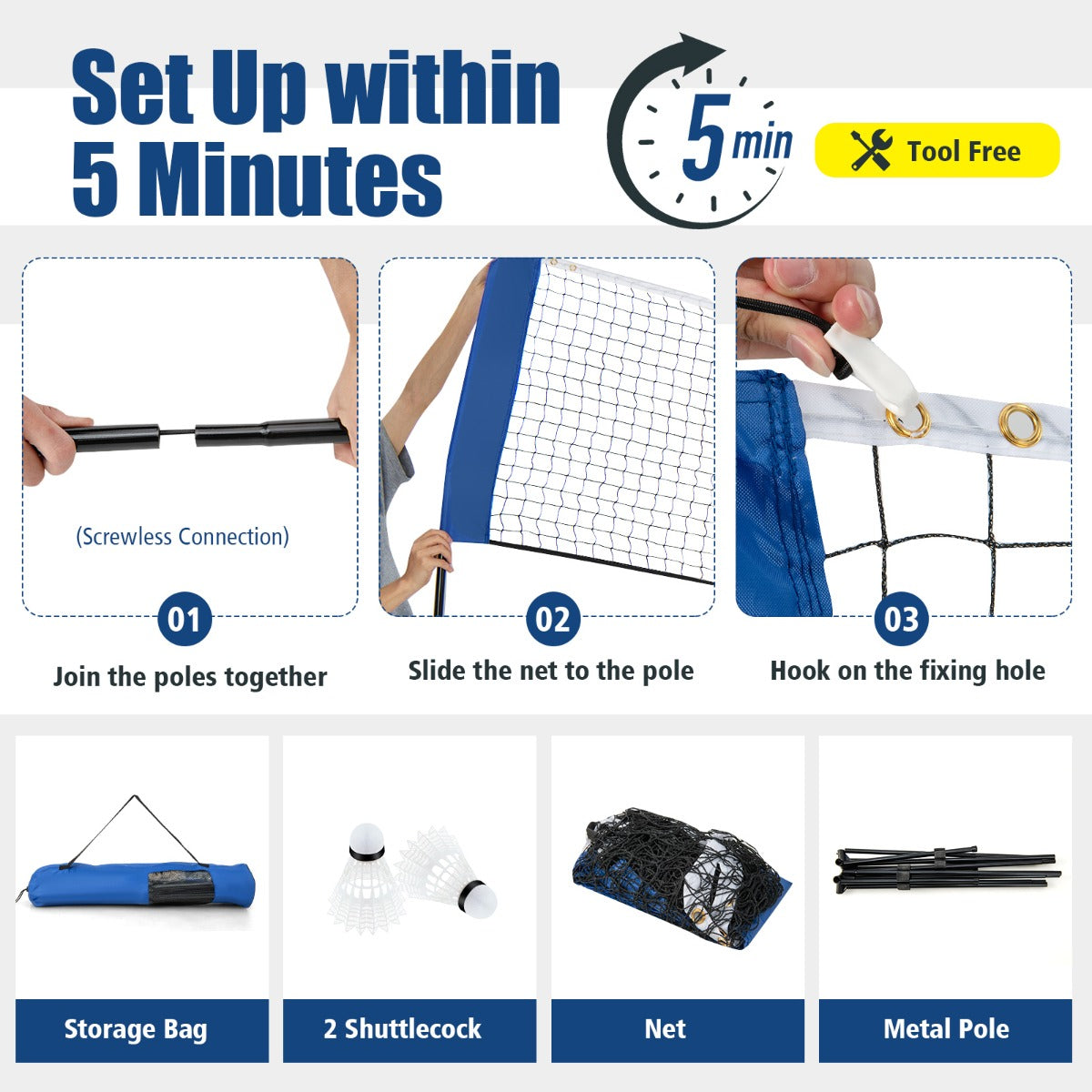 Adjustable Badminton Net Set for Backyard-420 cm