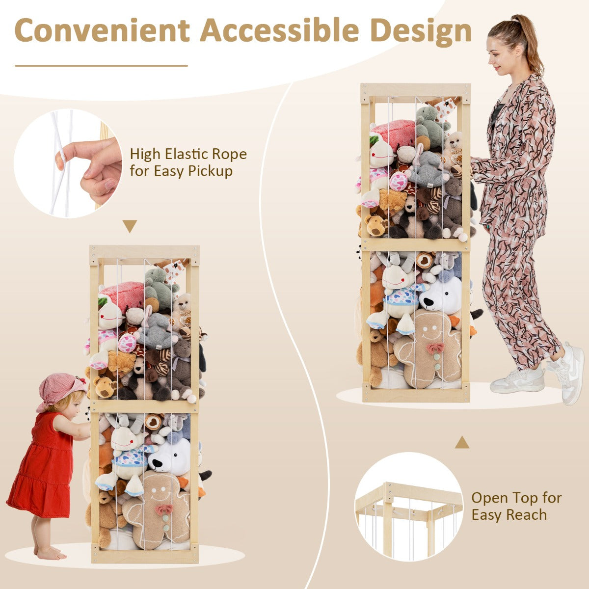 300L Large Space-saving Stuffed Toy Storage-Natural