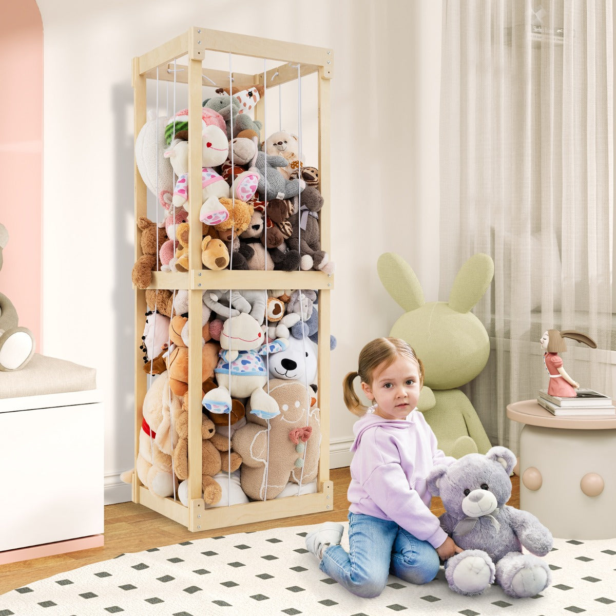 300L Large Space-saving Stuffed Toy Storage-Natural