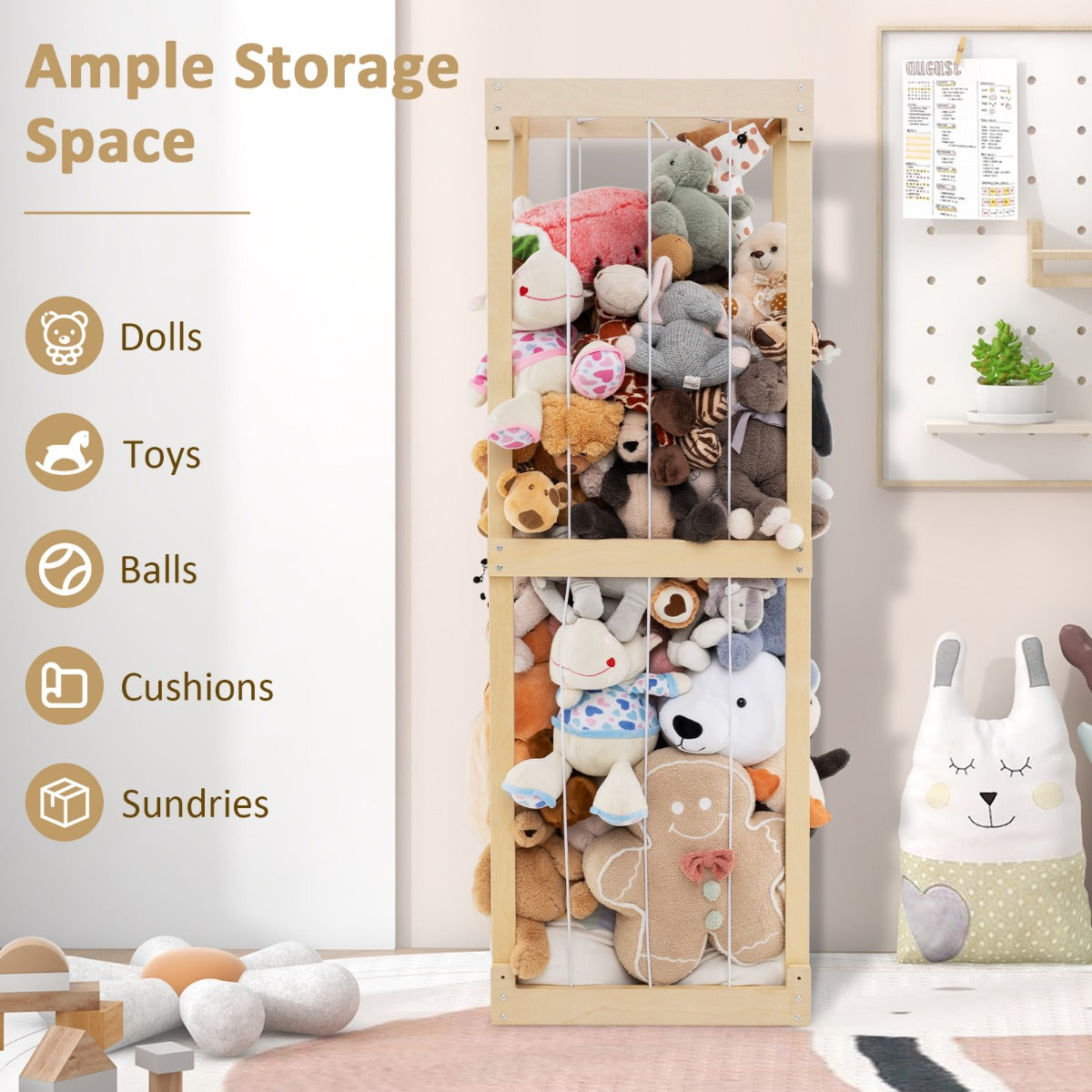 300L Large Space-saving Stuffed Toy Storage-Natural