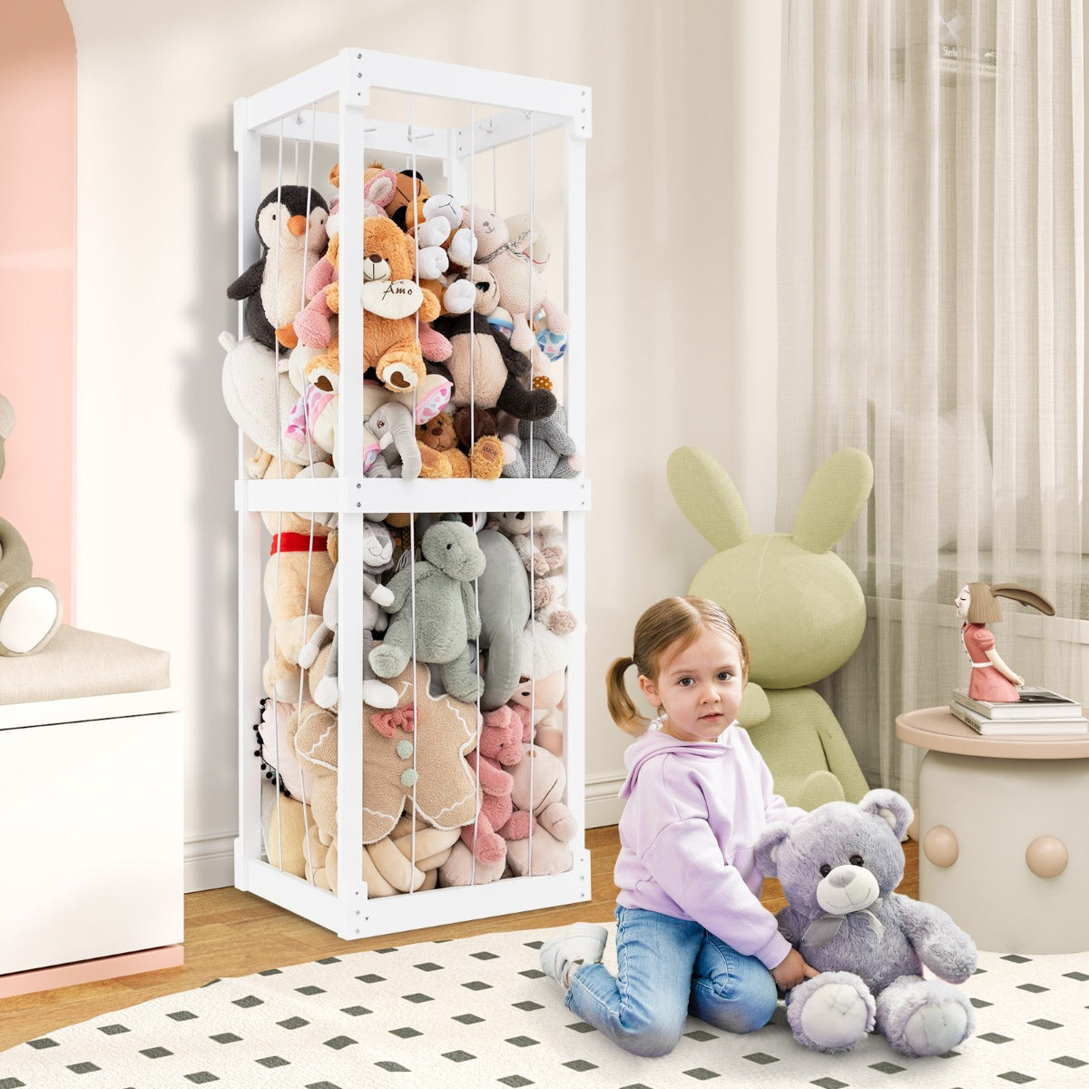 300L Large Space-saving Stuffed Toy Storage-White