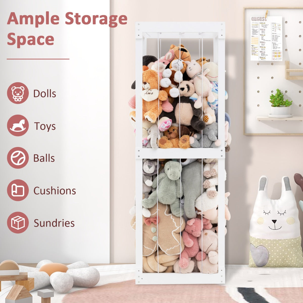 300L Large Space-saving Stuffed Toy Storage-White