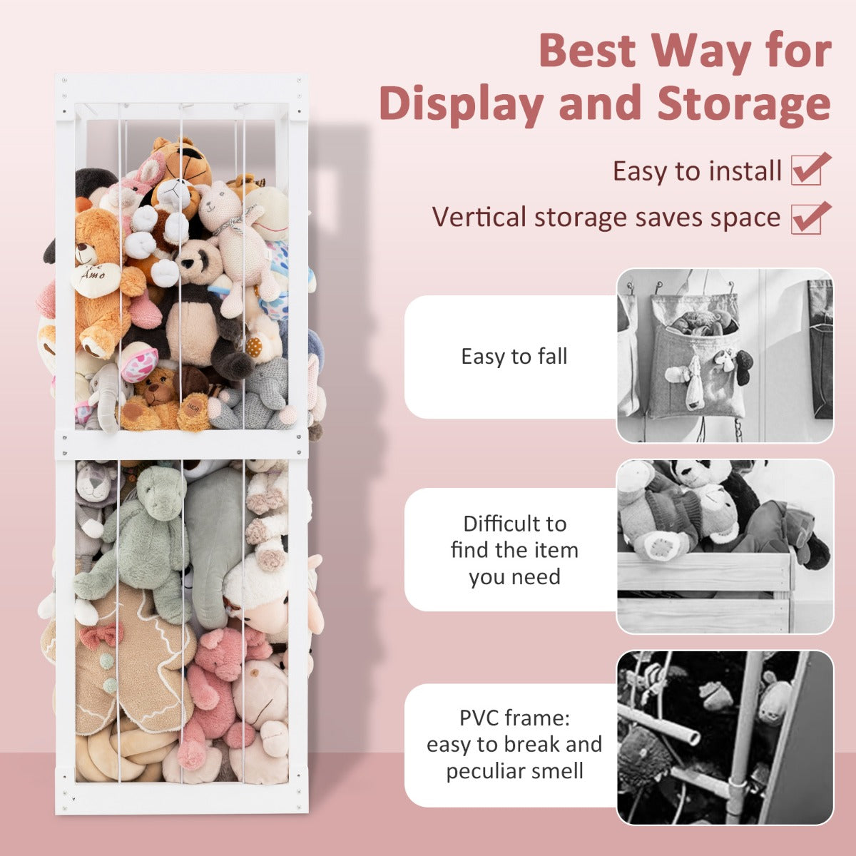 300L Large Space-saving Stuffed Toy Storage-White