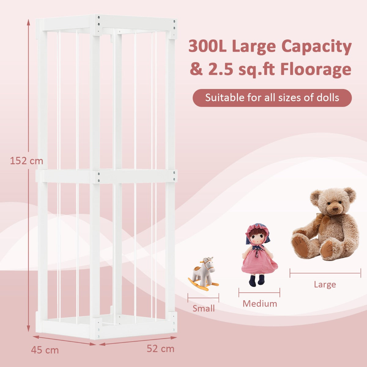 300L Large Space-saving Stuffed Toy Storage-White
