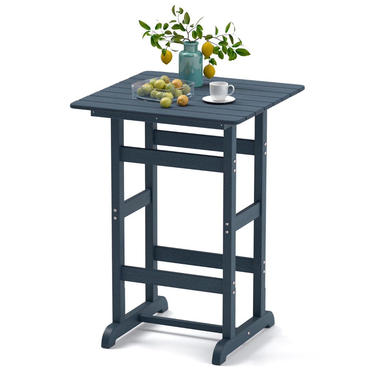 76cm x 76cm Square Bar Table with Slatted Tabletop-Navy