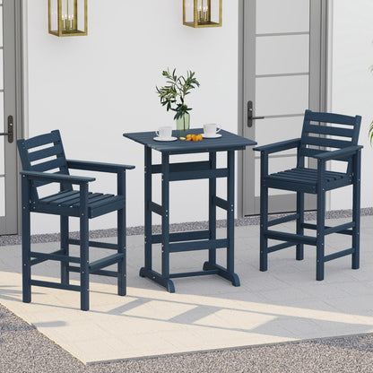 76cm x 76cm Square Bar Table with Slatted Tabletop-Navy
