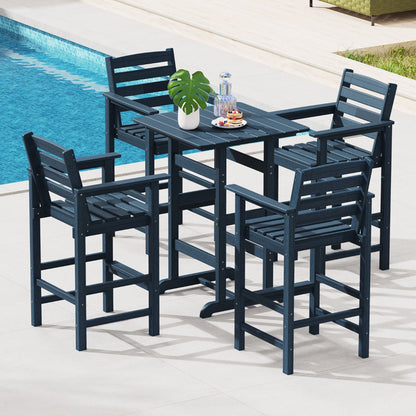 76cm x 76cm Square Bar Table with Slatted Tabletop-Navy