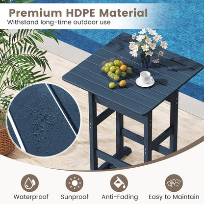76cm x 76cm Square Bar Table with Slatted Tabletop-Navy