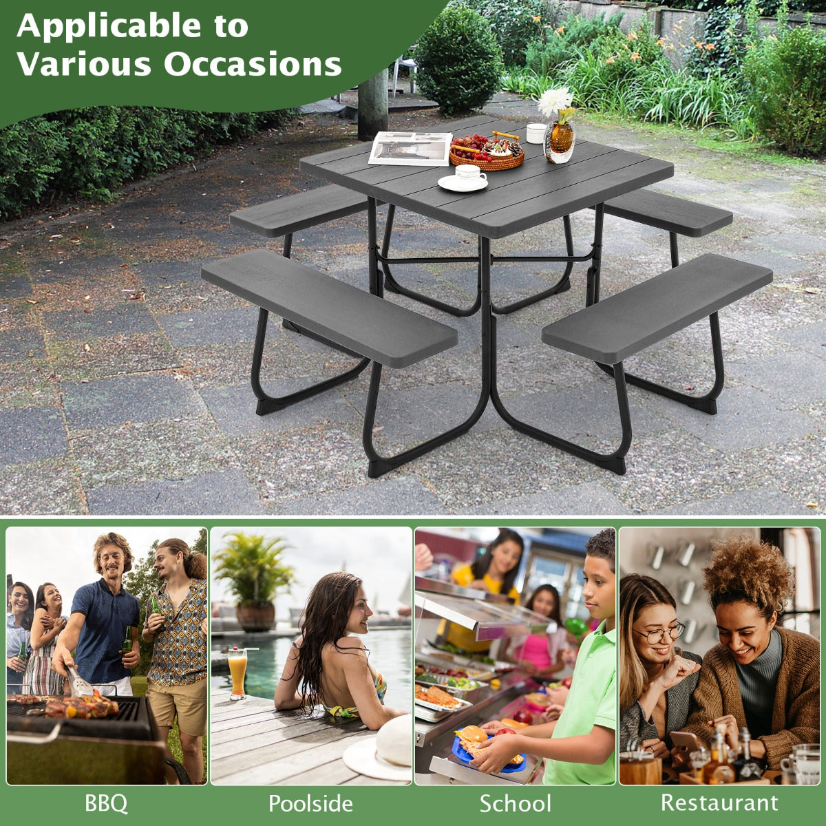 Four-bench outdoor dining table ships in two boxes that may arrive separately