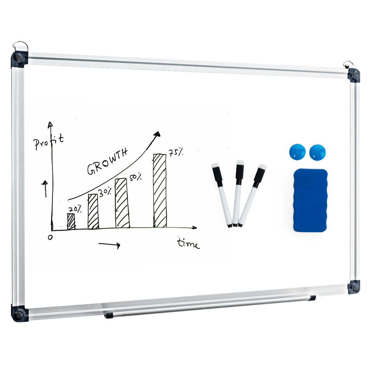 Wall Mounted Dry Erase Board with 3 Dry Erase Markers-60 x 40 CM