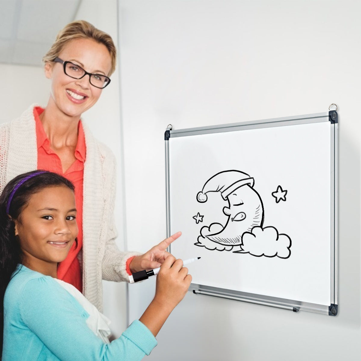 Wall Mounted Dry Erase Board with 3 Dry Erase Markers-60 x 40 CM