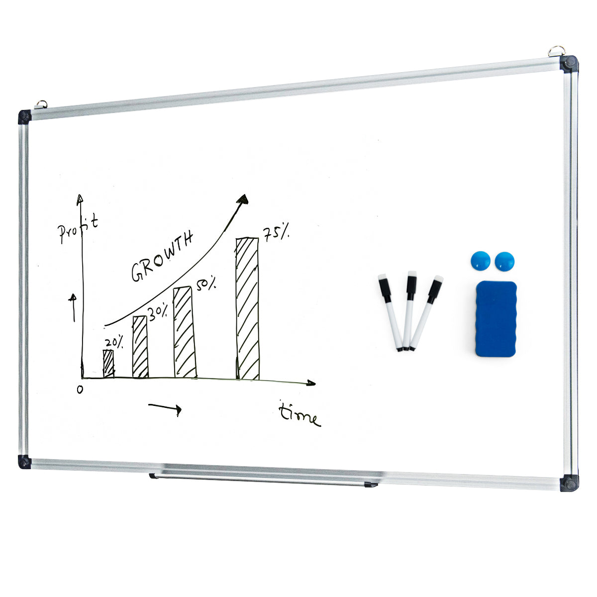 Wall Mounted Dry Erase Board with 3 Dry Erase Markers-90 x 60 CM