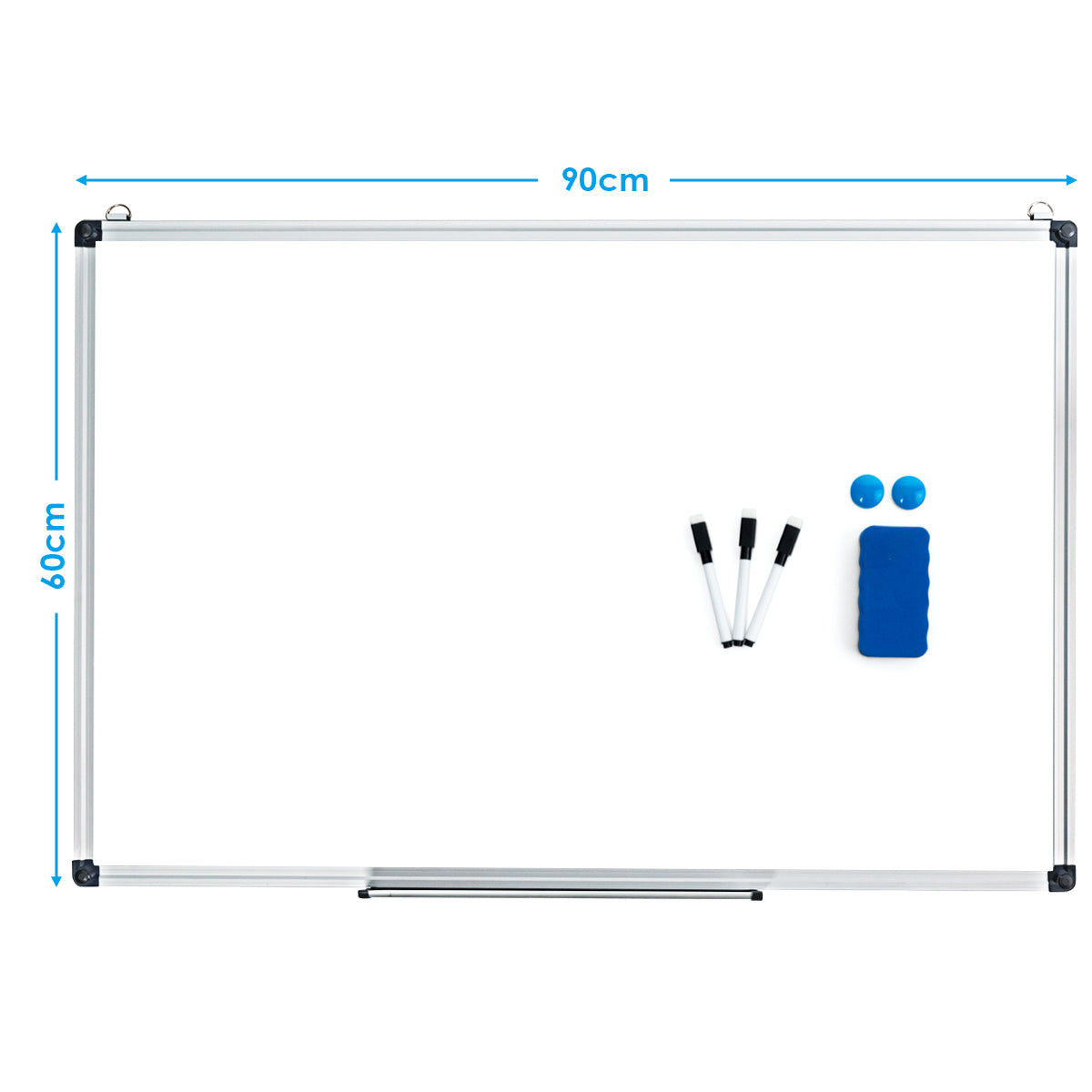 Wall Mounted Dry Erase Board with 3 Dry Erase Markers-90 x 60 CM
