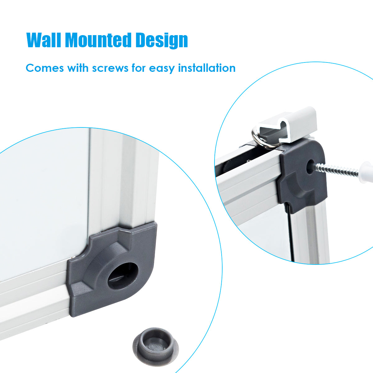 Wall Mounted Dry Erase Board with 3 Dry Erase Markers-90 x 60 CM