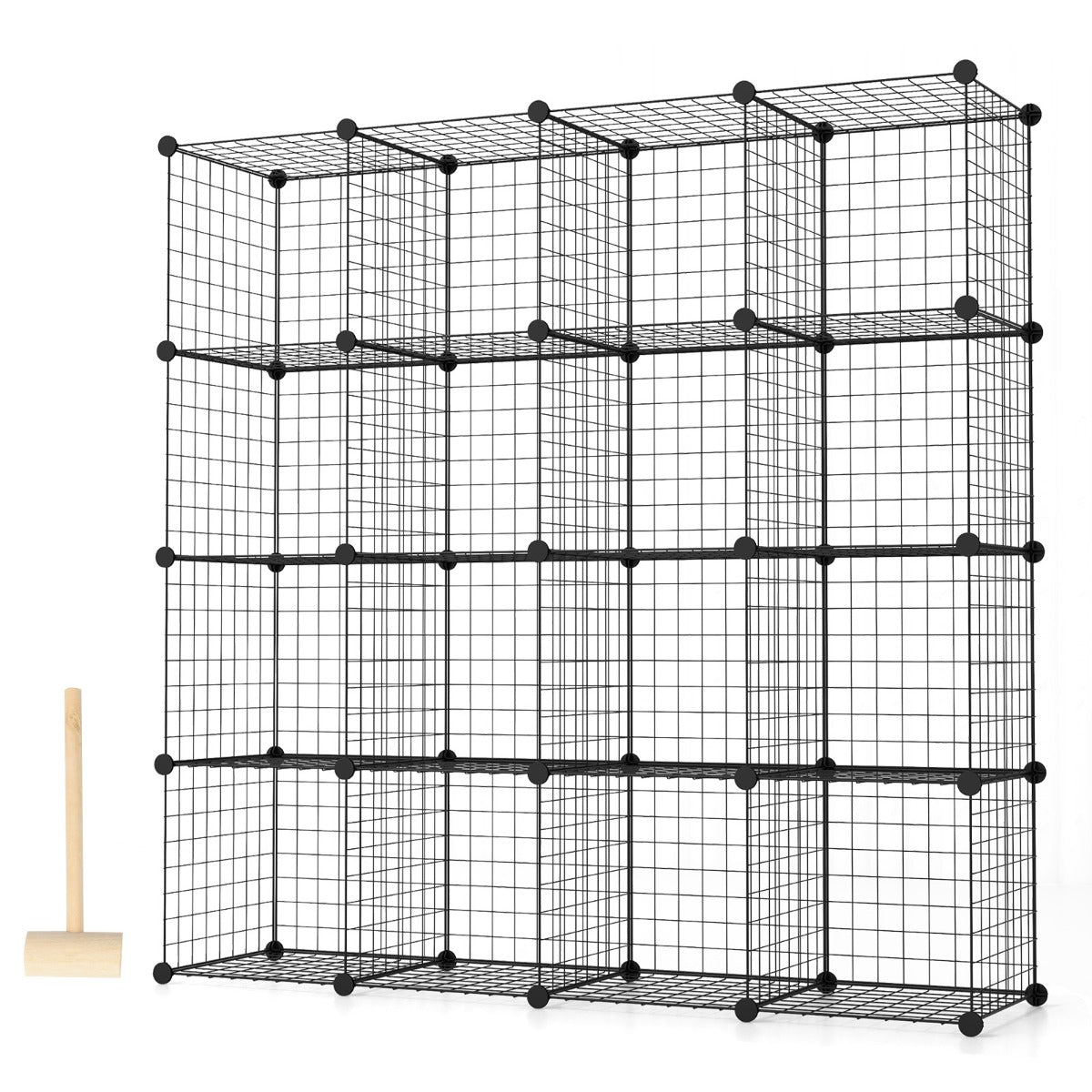 Stackable 16 Wire Cube Storage Organizer Metal Grids Storage Shelves-Black