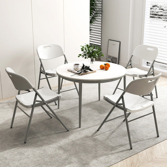 Stackable  Portable Plastic Seats with Metal Frame and Carrying Handle-White