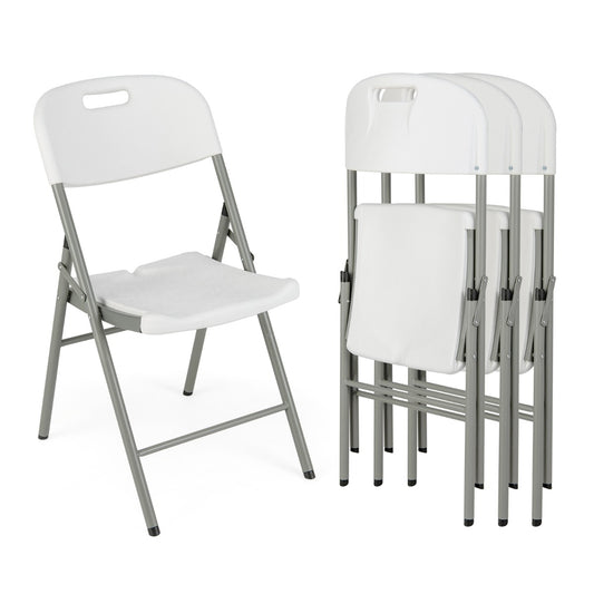 Stackable  Portable Plastic Seats with Metal Frame and Carrying Handle-White