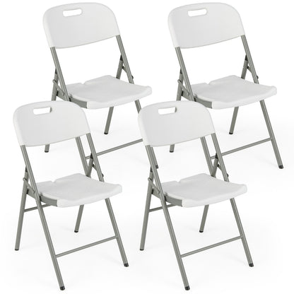 Stackable  Portable Plastic Seats with Metal Frame and Carrying Handle-White