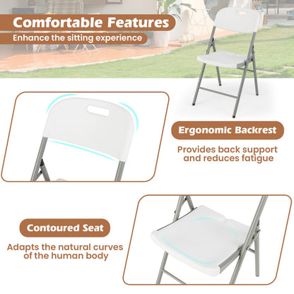 Stackable  Portable Plastic Seats with Metal Frame and Carrying Handle-White