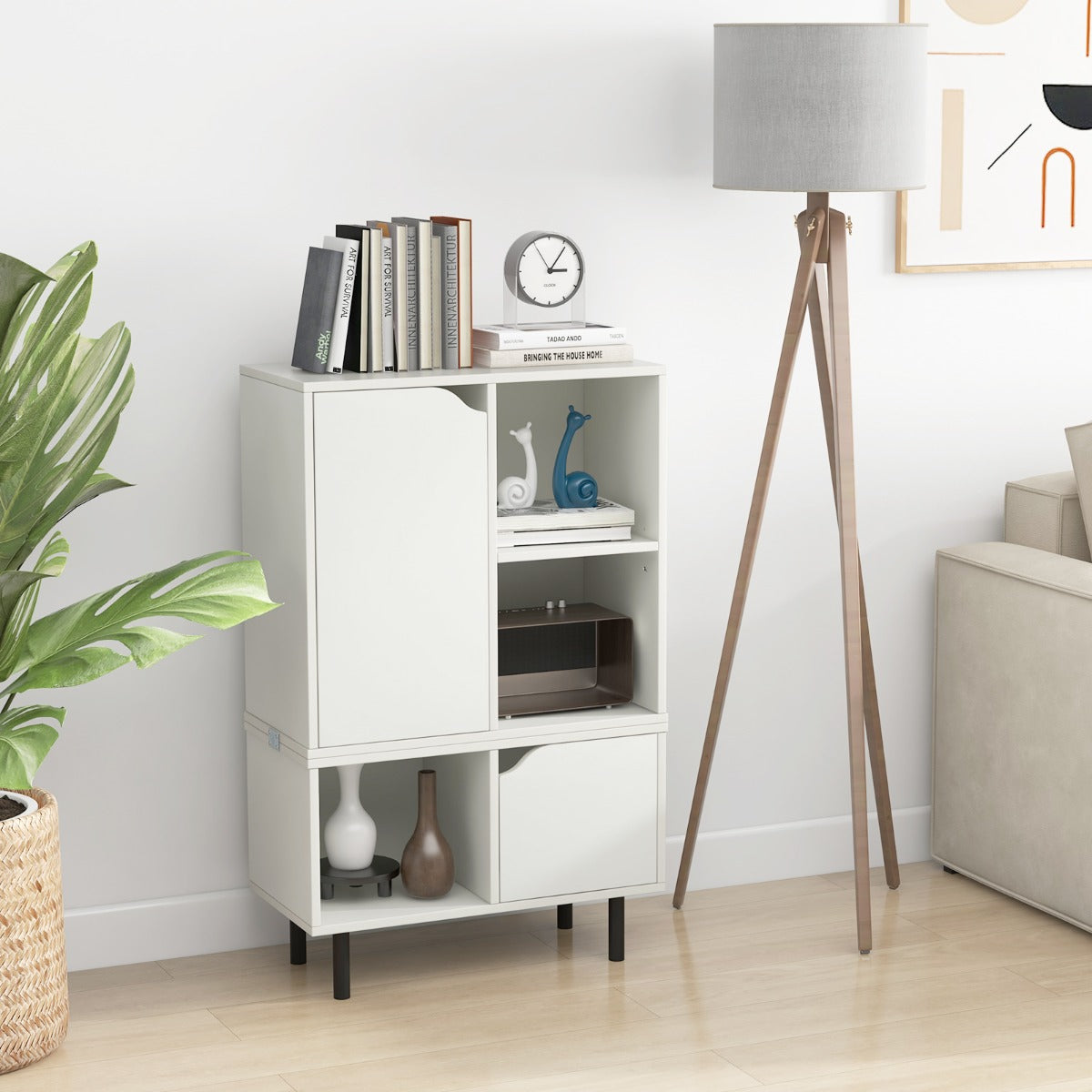 Three open storage cubes keep everyday items visible, organized, and easy to access
