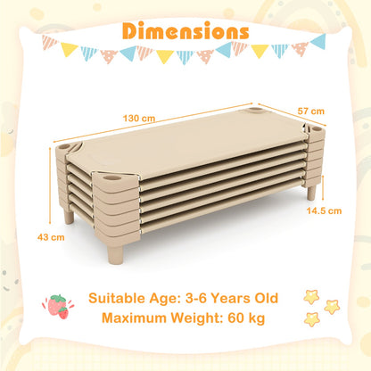 Stackable Daycare Cot with Easy Lift Corner and Detachable Oxford Cloth-Beige